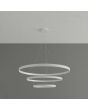 Thoro Rio TH.215 sfeerfoto van witte cirkelvormige hanglamp met drie ringen van resp. 55, 78 en 110cm