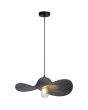 brandende grijze hanglamp met een kap van vilt met een diameter van 48cm
