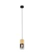 Trio Robin 310600154 brandende hanglamp met cilindervormige kap waarvan de onderzijde van rookglas en de bovenzijde mat messing kleurig