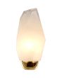 Searchlight Rocky 23142-1SB brandende messing wandlamp met geborsteld glazen staande kap in de vorm van een ruwe steen