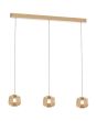 Freelight Rosa rose gouden hanglamp van 100 cm lang met een rose gouden plafondbalk en drie pendels met elk een amber glazen kap van 15,5 cm in diameter met geïntegreerde LED