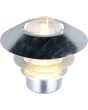 Bovenaanzicht Trio Ruvuma zink kleurige wandlamp van 23,5 cm hoog voor kustgebieden met staande lantaarn met lamellen voor een glazen kap