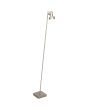 Freelight Lunata S9091S staal kleurige vloerlamp met vierkante voet en dunne buis met in de top een spotje