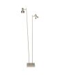 Freelight Lunata S9092S stalen vloerlamp met vierkante voet en twee dunne buizen met in beide toppen een spot met schakelaar