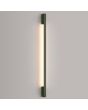 Brandende smalle olijfgroene wandlamp Sappo van 120 cm lang met LED voor indirect licht