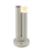Brilliant Sayu beige oplaadbare tafellamp van 26,8 cm hoog in U vorm met vaas in 1 poot en een brandende LED unit op de andere