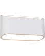 Zijaanzicht brandende Trio Sepanta overschilderbare 23cm brede ovale wandlamp van gips met lichtopening naar boven en beneden