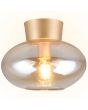 Zijaanzicht Reality Sidera plafondlamp met koffiebruin plafondkapje met amber glazen kap met een diameter van 25 cm met een E27 peertje erin