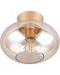 Reality Sidera plafondlamp met koffiebruin plafondkapje met amber glazen kap met een diameter van 25 cm met een E27 peertje erin