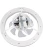 Bovenaanzicht Reality Skaulo witte plafondventilator met LED in een rand van 50 cm rond een transparant kunststof zeven armige ventilator