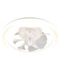 Reality Skaulo witte plafondventilator met LED in een rand van 50 cm rond een transparant kunststof zeven armige ventilator