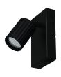 Trio Soka 867770132 zwarte wandspot met geribbelde cilindervormige spot met gu10 fitting en schakelaar