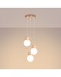 Sollux Pekka SL.1391 wit glazen hanglamp met hout