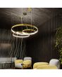 Thoro Rio TH.246 sfeerfoto van drie glanzend gouden ringvormige hanglampen