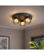 Plafondlamp Solis LED brons champagneglas 40cm