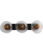 Searchlight Sunbeam 24122-3BK plafondlamp met zwarte plafondbalk en drie kapjes van helder en amber glas met bloemvormig onderaanzicht