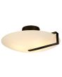 Brandende Searchlight Sundial mat glazen schijfvormige plafonniere met een zwart metalen band