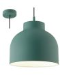 Brilliant Sven 99222/73 retro turquoise hanglamp met ronde metalen kap en zwart snoer
