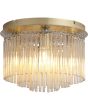 Searchlight Swizzle 55620-320CP brandende goudkleurige plafondlamp van 32cm  in diameter en met vijf E14 fittingen en drie ringen met champagnekleurige glazen staafjes