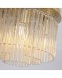 Searchlight Swizzle 55620-320CP detailfoto van de staafjes van de goudkleurige plafondlamp van 32cm  in diameter en met vijf E14 fittingen en drie ringen met champagnekleurige glazen staafjes