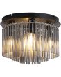 Searchlight Swizzle 55620-320SM brandende zwarte plafondlamp van 32cm in diameter en met vijf E14 fittingen en drie ringen met rookglazen staafjes