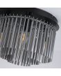 Searchlight Swizzle 55620-320SM detailfoto van de staafjes van de zwarte plafondlamp van 32cm in diameter en met vijf E14 fittingen en drie ringen met rookglazen staafjes