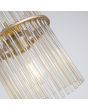 Searchlight Swizzle 55620CP detailfoto van de staafjes van de hanglamp van 20cm in diameter met goudkleurige plafondplaat en pendel met ring van champagnekleurige glazen staafjes met E27 edison lamp in het midden