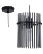 Searchlight Swizzle 55620SM hanglamp van 20cm in diameter met zwarte plafondplaat en pendel met ring van rookglazen staafjes met E27 edison lamp in het midden