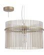 Searchlight Swizzle 55621CP hanglamp van 40cm in diameter met goudkleurige plafondplaat en pendel met ring van champagnekleurige glazen staafjes met E27 edison lamp in het midden