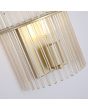 Searchlight Swizzle 55625CP detailfoto van de staafjes van de wandlamp van 26cm hoog met goudkleurige wandplaat en halfronde kap van een ring met champagnekleurige glazen staafjes met E27 edison lamp in het midden