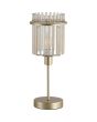 Searchlight Swizzle EU55622CP tafellamp van 37,5cm hoog met goudkleurige voet en kap van een ring van champagnekleurige glazen staafjes met E14 kaarslamp in het midden