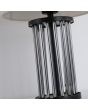 Searchlight Swizzle EU55623SM detailfoto van de voet van de tafellamp van 40cm hoog met zwarte voet van een ring van rookglazen staafjes en kap van wit textiel