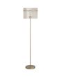 Searchlight Swizzle EU55626CP vloerlamp van 152cm hoog met goudkleurige voet en kap van een ring van champagnekleurige glazen staafjes met E27 edison lamp in het midden