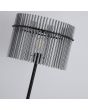 Searchlight Swizzle EU55626SM detailfoto van de kap van de vloerlamp van 152cm hoog met zwarte voet en kap van een ring van rookglazen staafjes met E27 edison lamp in het midden