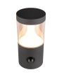 Bovenaanzicht Trio Tagus antraciet grijze wandlamp voor buiten met bewegingsmelder van 23,8cm hoog geschikt voor kustgebieden met geïntegreerde design LED
