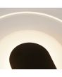 Detailfoto van de diffuser van de Searchlight target zwarte wandlamp van 23cm in diameter met een ronde glazen diffuser voor indirect licht
