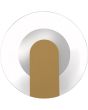 Searchlight target goudkleurige wandlamp van 23cm in diameter met een ronde glazen diffuser voor indirect licht