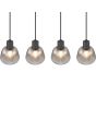 Trio Tarifa 362800432 bovenaanzicht hanglamp met vier pendels met een verchroomd ribbelglazen kap
