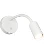 Reality Taryn witte wandspot met kiepschakelaar en 35,5 cm lange flexibele arm met brandend 35mm GU10 lampje