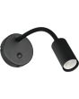 Reality Taryn zwarte wandspot met kiepschakelaar en 35,5 cm lange flexibele arm met 35mm GU10 lampje