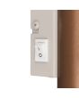 Detailfoto van de schakelaar van de Reality Taryn warm grijs met koffiebruine up down wandlamp met kiepschakelaar van 18 cm hoog met 35mm GU10 lampjes