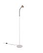 Reality Taryn warm grijs met zwarte staande leeslamp van 133,5 tot 141 cm hoog met klein koffiebruin spotje met brandend 35mm GU10 lampje