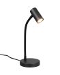 Reality Taryn zwarte bureaulamp van 28 tot 35,5 cm hoog met klein spotje met brandend 35mm GU10 lampje