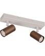 Reality Taryn compacte plafondspot met warmgrijze plafondbalk van 26cm en twee koffiebruine spotjs met 35mm GU10 lampje