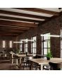 Thoro Valo TH.008CZ sfeerfoto van zwarte hanglamp voor een T8 lichtbalk in een restaurant