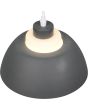 Bovenaanzicht kap van de Reality Tilos antraciet grijze hanglamp met een metalen kap van 23 cm in diameter met een wit glazen binnenkap