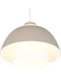 Onderaanzicht kap van de Reality Tilos warm beige hanglamp met een metalen kap van 30 cm in diameter met een wit glazen binnenkap