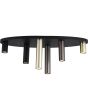 Searchlight Tubes 50570-6BK brandende zwarte ovale plafondplaat van 80cm met zes tubes van verschillende hoogten in messing zwart en brons met GU10 lamp