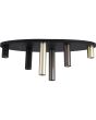 Searchlight Tubes 50570-6BK zwarte ovale plafondplaat van 80cm met zes tubes van verschillende hoogten in messing zwart en brons met GU10 lamp