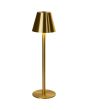 Searchlight Tyler EU55610GO brandende goudkleurige oplaadbare tafellamp op batterijen van metaal van 36cm hoog met touch schakelaar op de kop